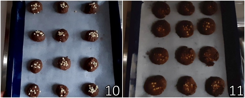 d. bak de cacao en witte chocolade koekjes in de oven