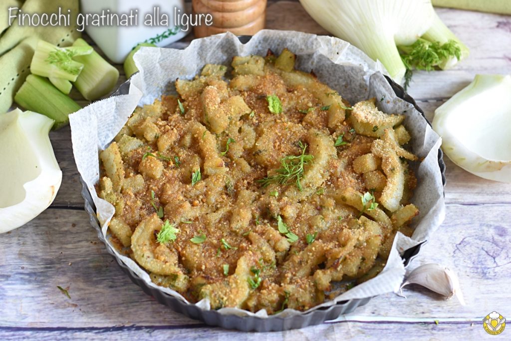 gegratineerde venkel op Ligurische wijze recept gebakken venkel met paneermeel ansjovis lekker licht bijgerecht eenvoudig il chicco di mais