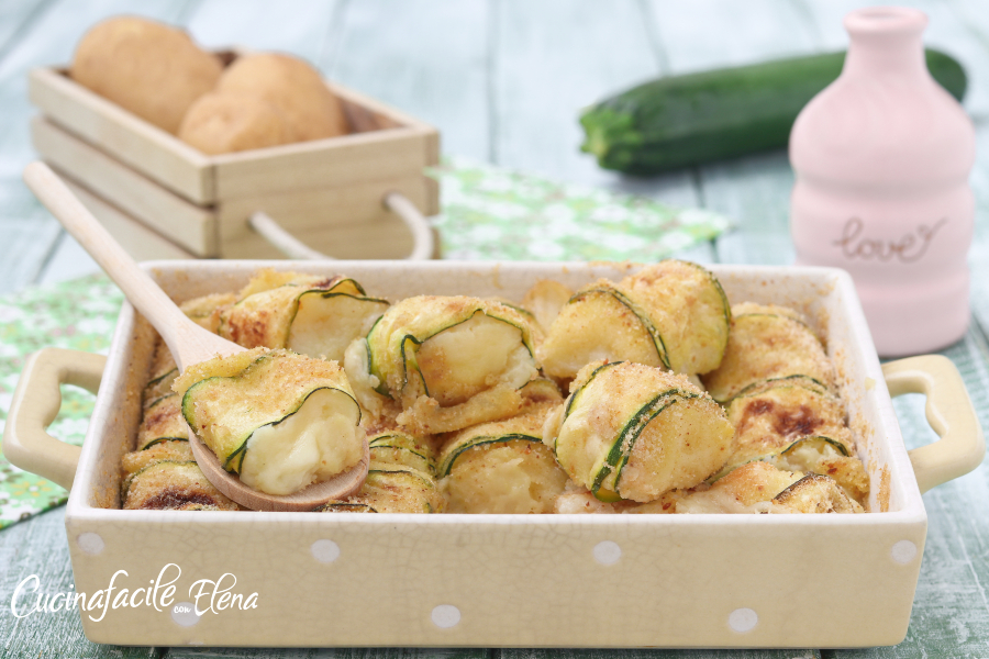Rolletjes met aardappelen en courgettes