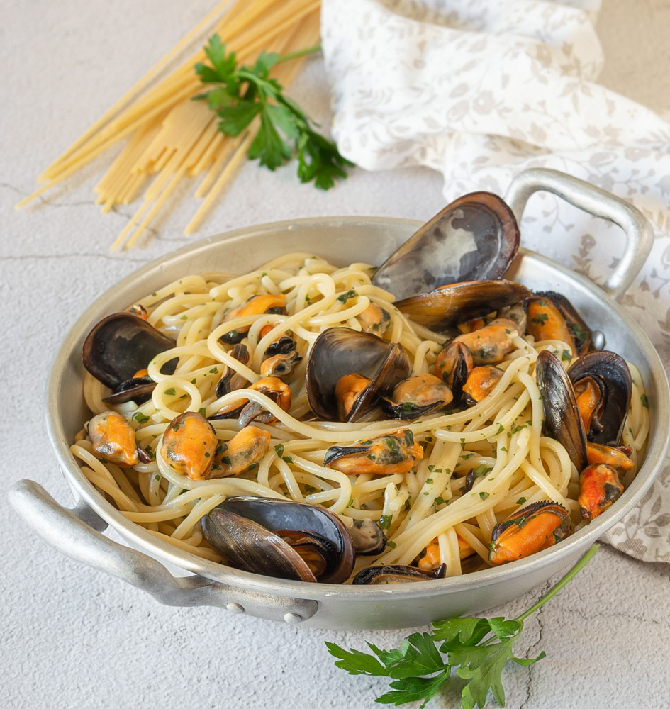 Spaghetti met mosselen