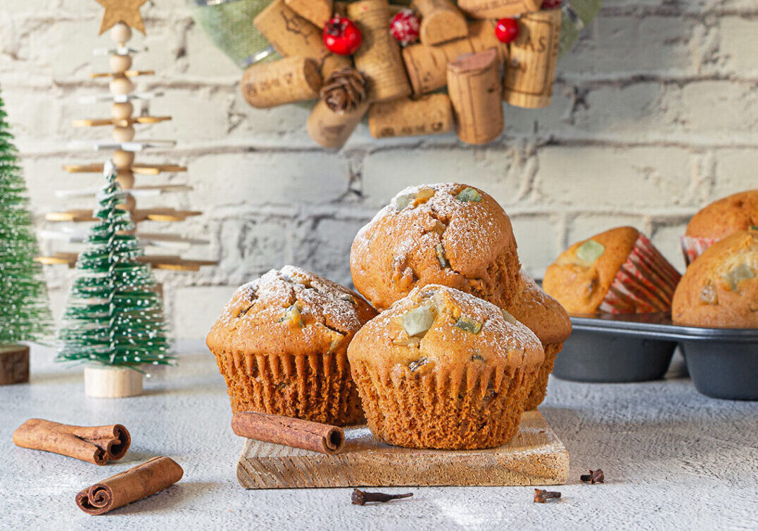 Stollenmuffins met gekonfijt fruit en specerijen