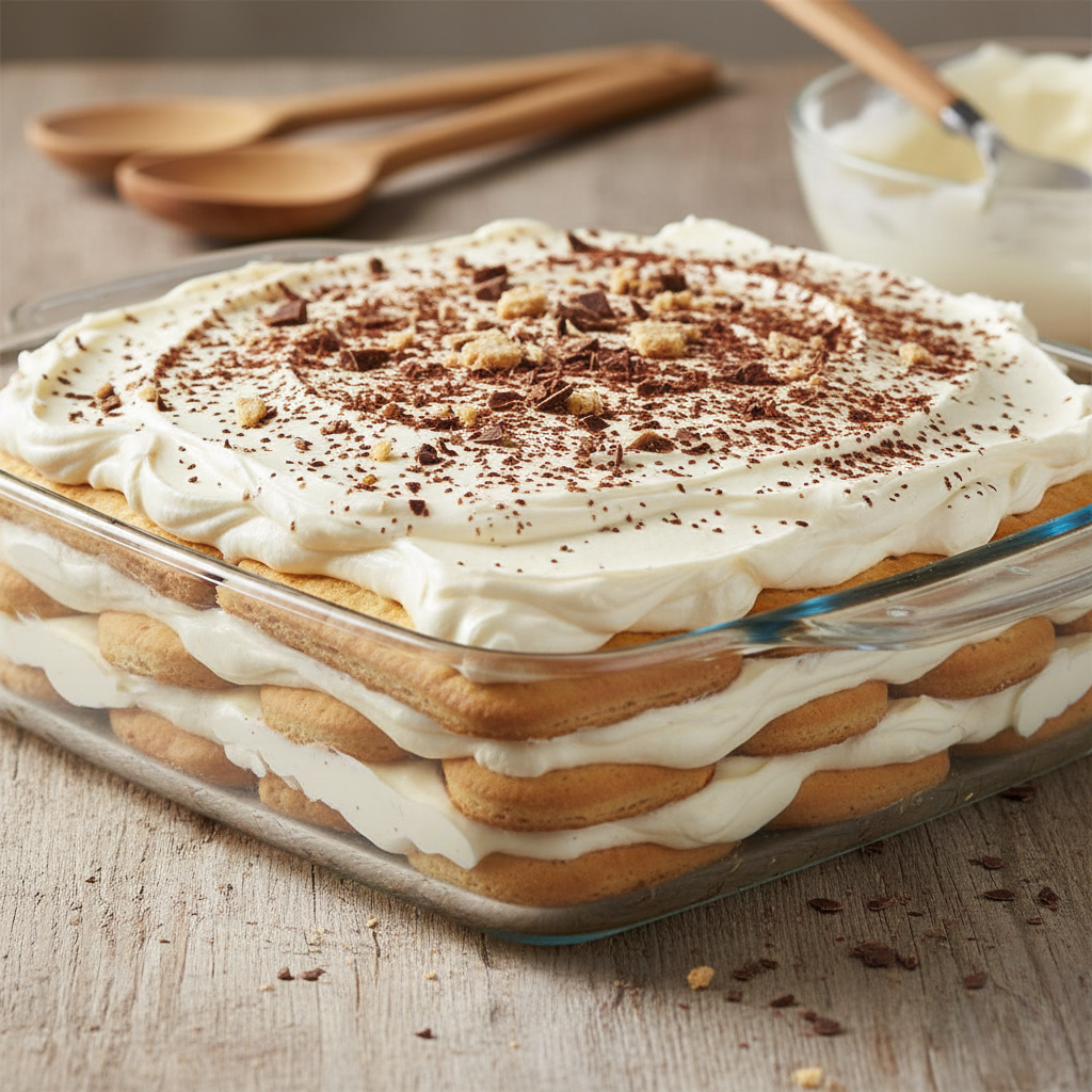 Taart van koffiecrème en koekjes