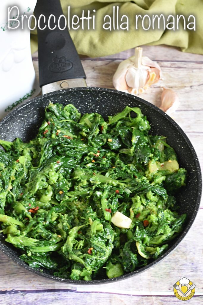 v_ broccoletti op zijn Romeins originele recept van broccoletti bladeren raapstelen geroerbakt in de pan il chicco di mais