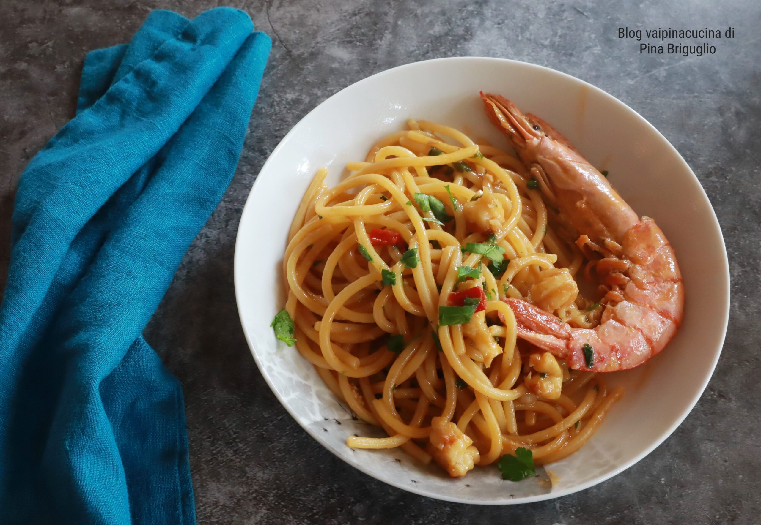 Spaghetti met diepvriesgarnalen