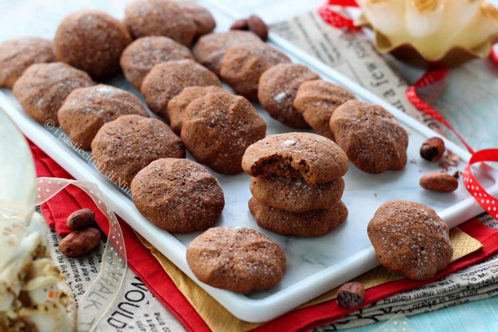 Zachte koekjes met cacaobonen zonder boter textuur als spongecake biscuitdeeg recepten zoet i pasticcini di Nina blog
