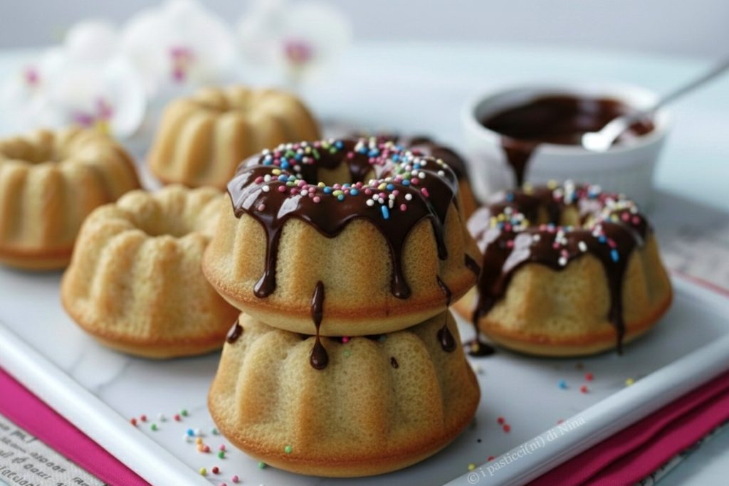 Mini bundt cake met chocoladeglazuur i pasticcini di Nina