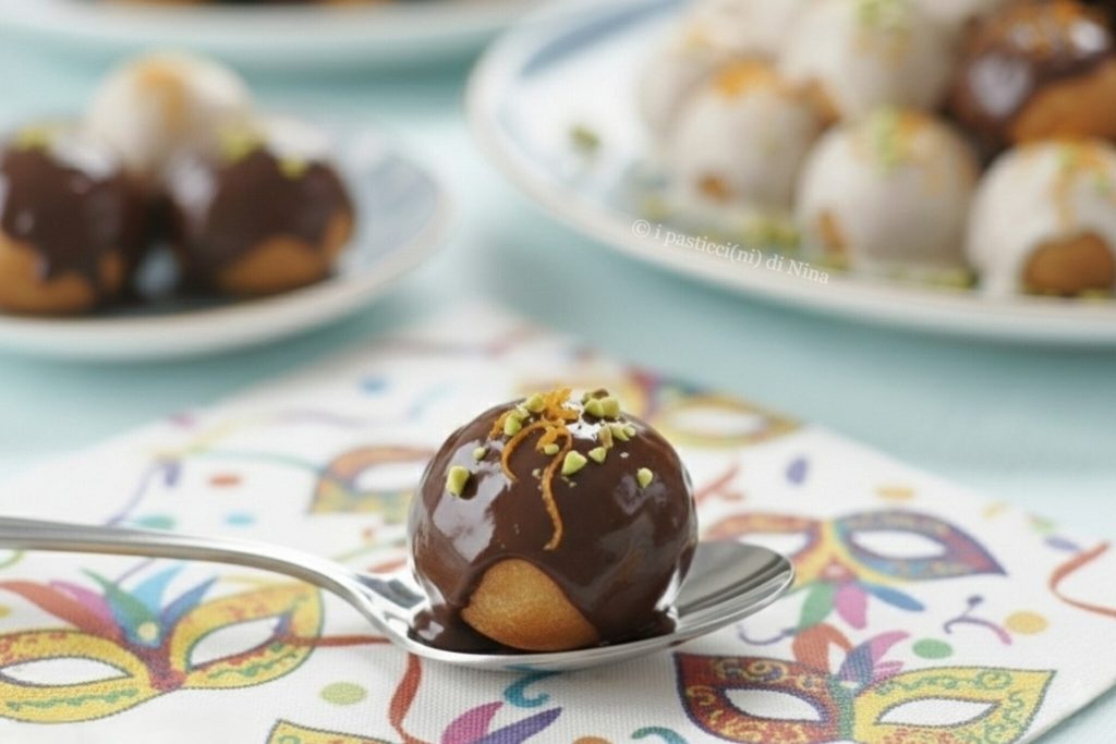 Geglazuurde pignolata uit Messina, Siciliaans carnavalsrecept i pasticcini di Nina