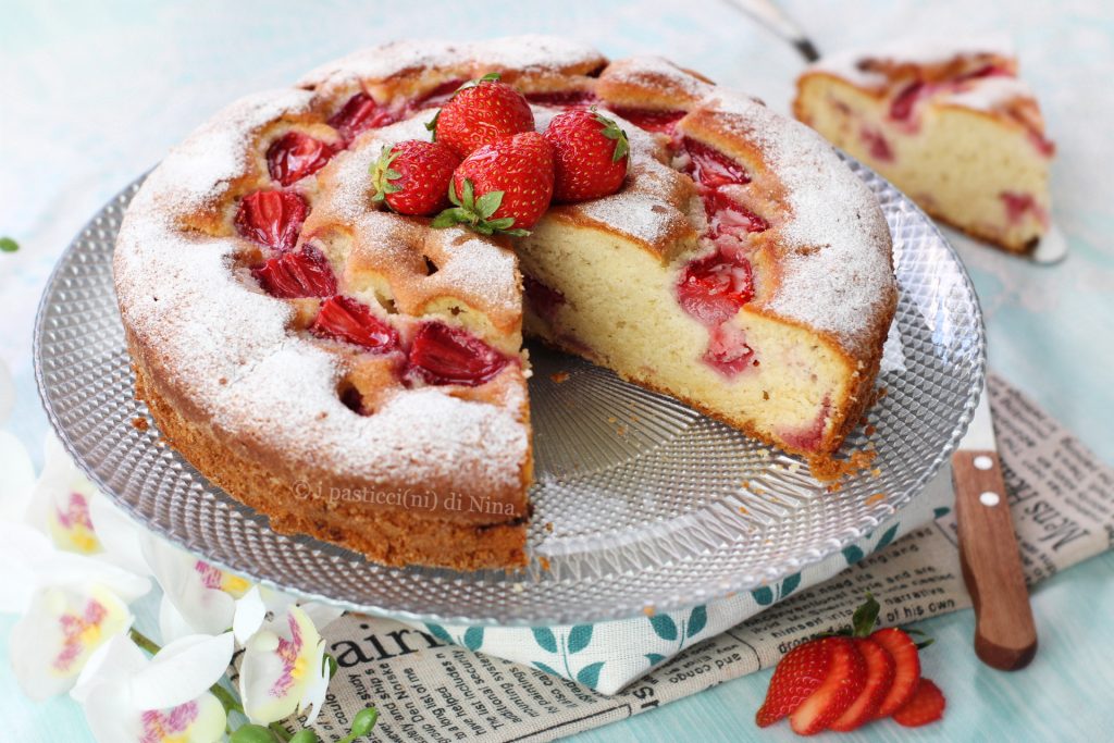 Aardbeientaart met ricotta, luchtig en delicaat gebak zonder boter - I Pasticcini di Nina recepten Italiaanse keuken