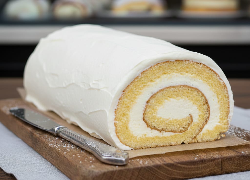 Luchtige rol met Chantilly-crème