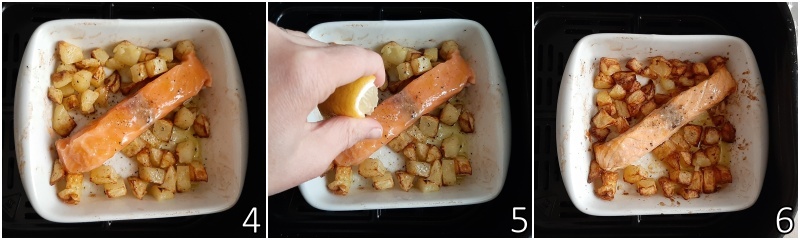 b. zalm vers of bevroren koken in de airfryer