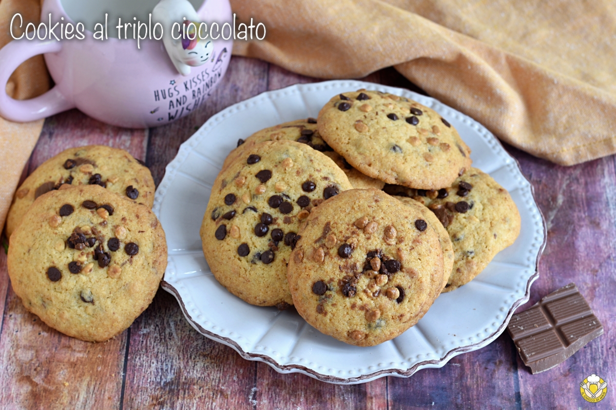 Drievoudige chocoladecookies