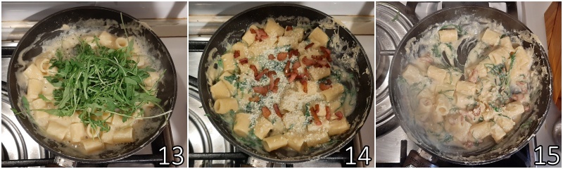 e. krokante guanciale, rucola en pecorino toevoegen