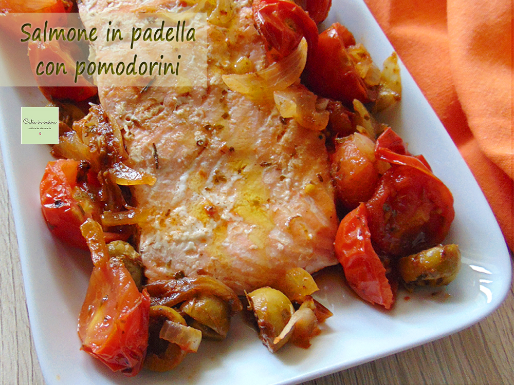 zalm in de pan met cherrytomaatjes