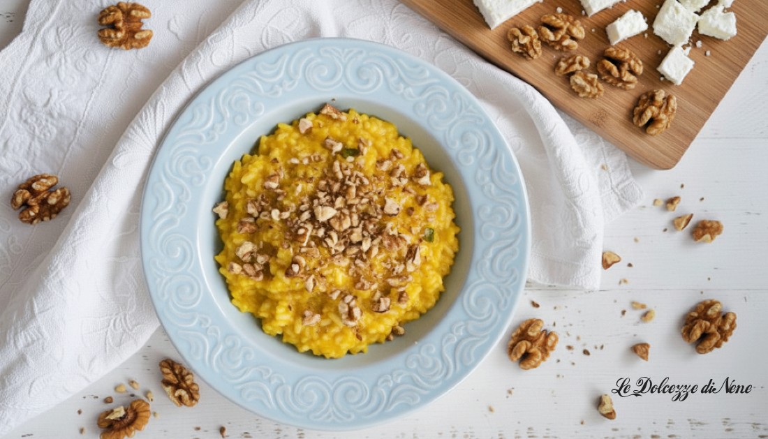 RISOTTO MET POMPOEN, FETA EN WALNOTEN