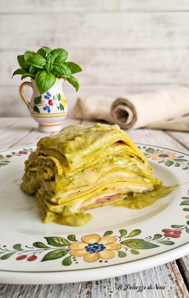 Lasagne met pesto, ham en kaas