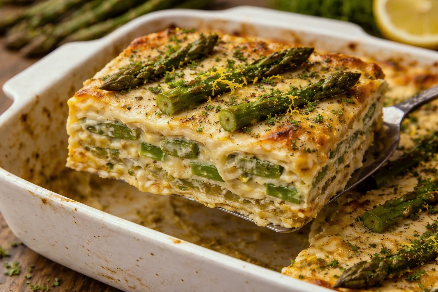 LASAGNE MET ASPERGES EN BECHAMELSAUS MET CITROEN