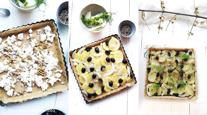 Brisée aardappel ui olijven - hartige taart