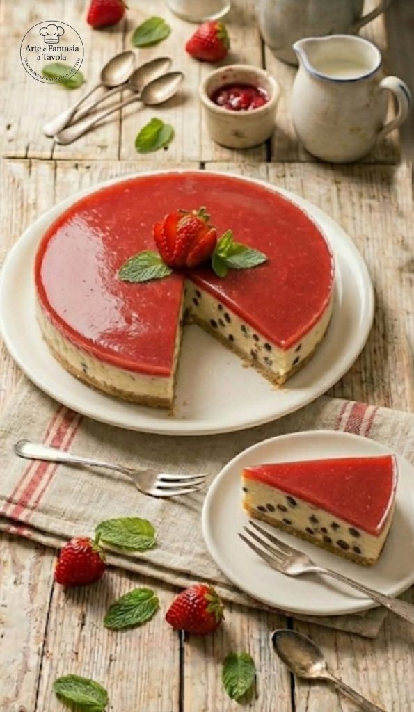 Cheesecake met aardbeiengelei