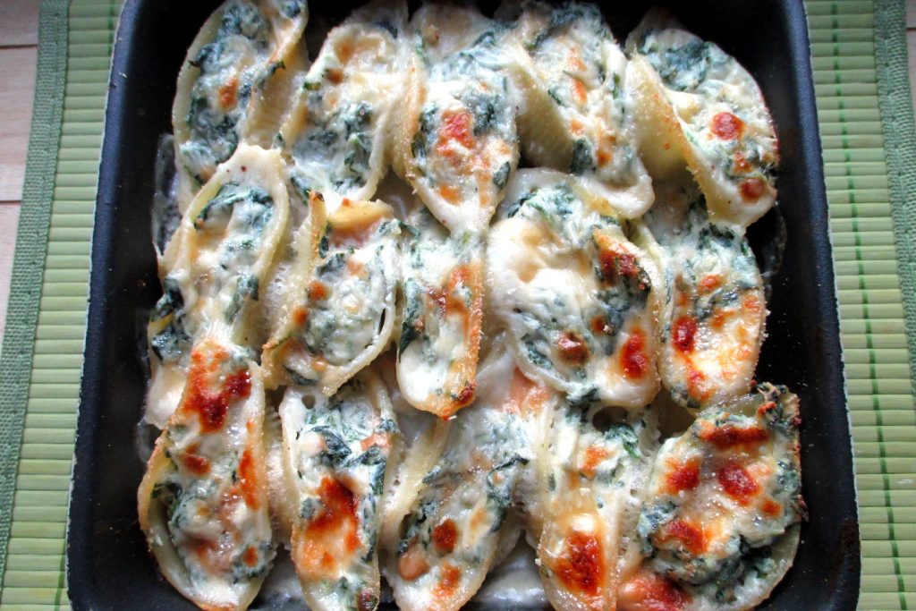 Lichte gevulde conchiglioni met spinazie en ricotta, Mangia senza Pancia