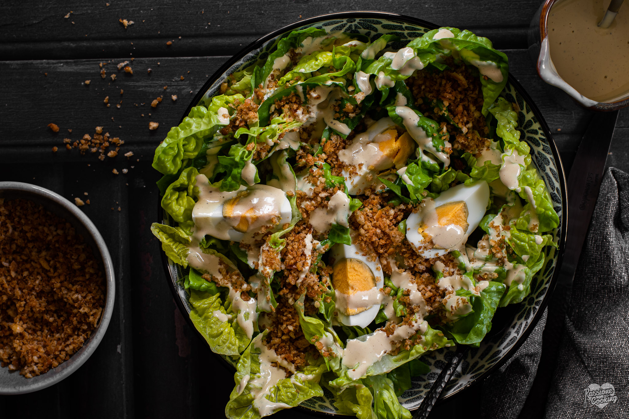 Heerlijke salade met krokant paneermeel