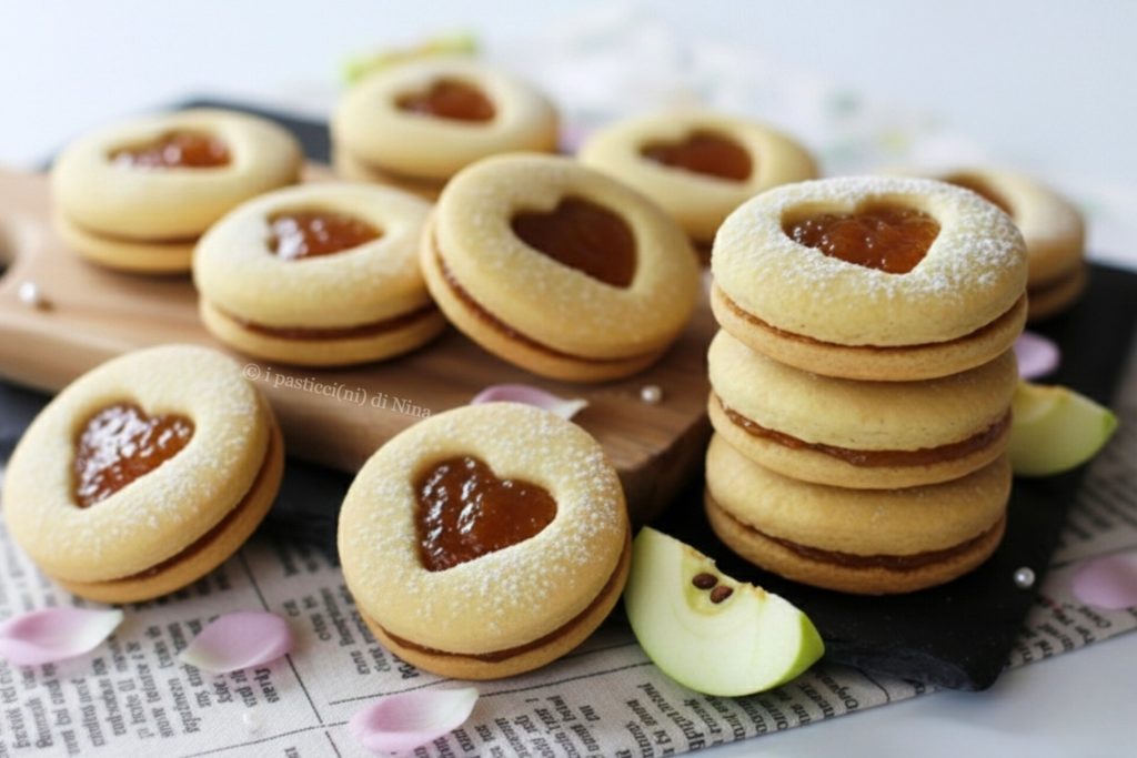 Hartvormige koekjes voor Moederdag: oogjeskoekjes met appelmarmelade recept makkelijk i pasticcini di Nina