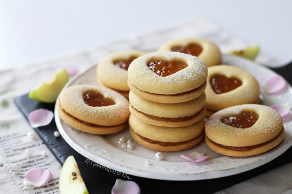 Hartvormige koekjes voorbereiding: deeg mengen voor oogjeskoekjes met appelmarmelade