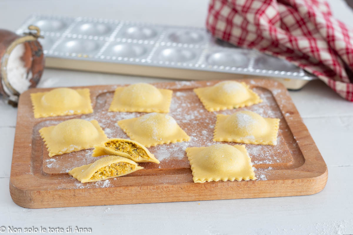 Ravioli van pompoen, gorgonzola en walnoten