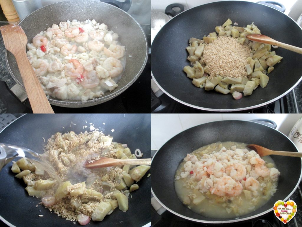 Risotto met garnalen en artisjokken, Mangia senza Pancia