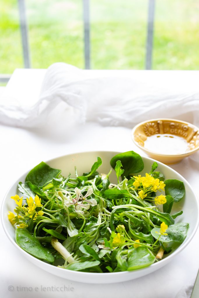Salade van rapunzel en rucola