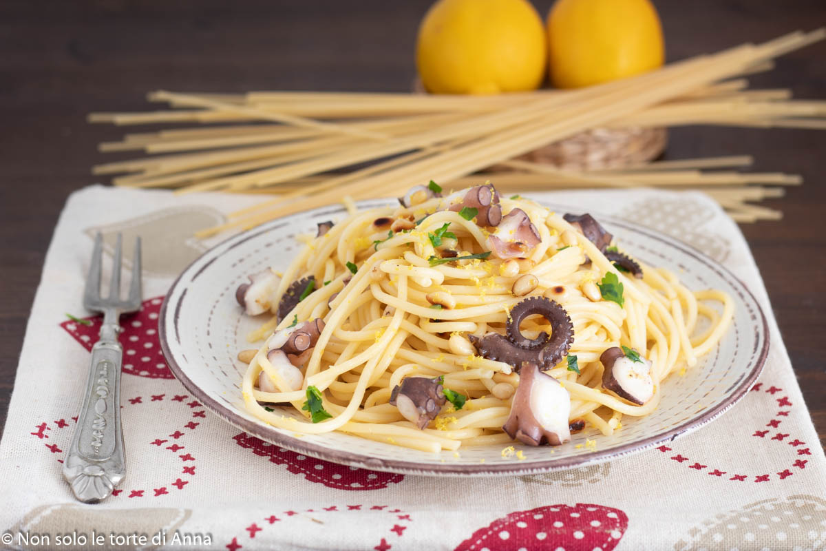 Spaghetti met octopus zonder tomatensaus