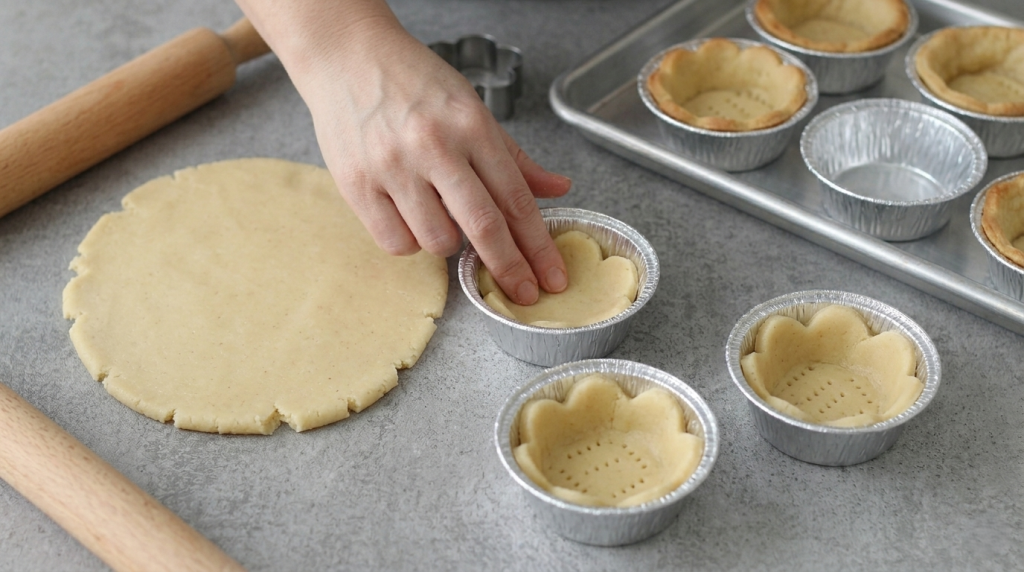 vorm de tartelettes met room en aardbeien