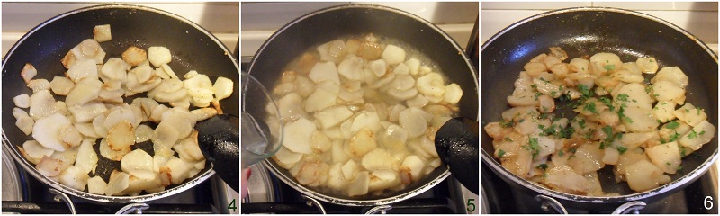 topinamboer trifolati in de pan koken