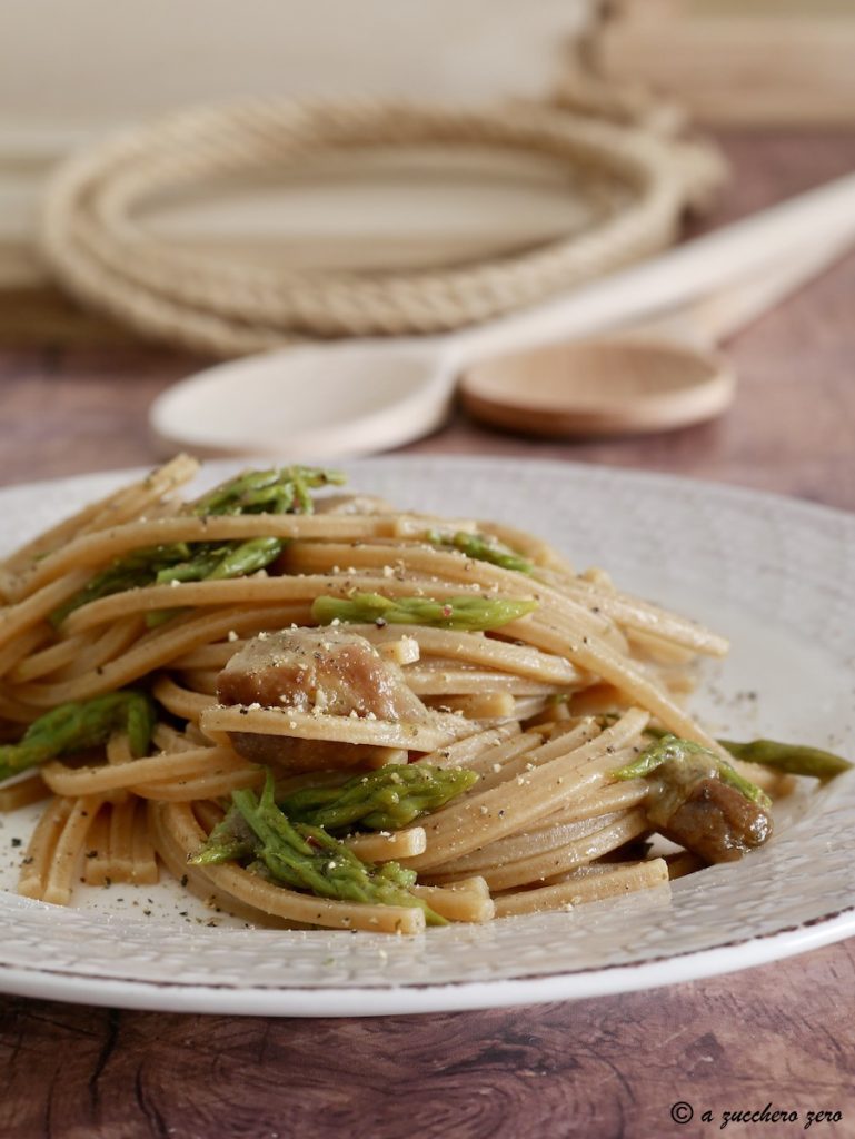 Pasta met wilde asperges en eekhoorntjesbrood