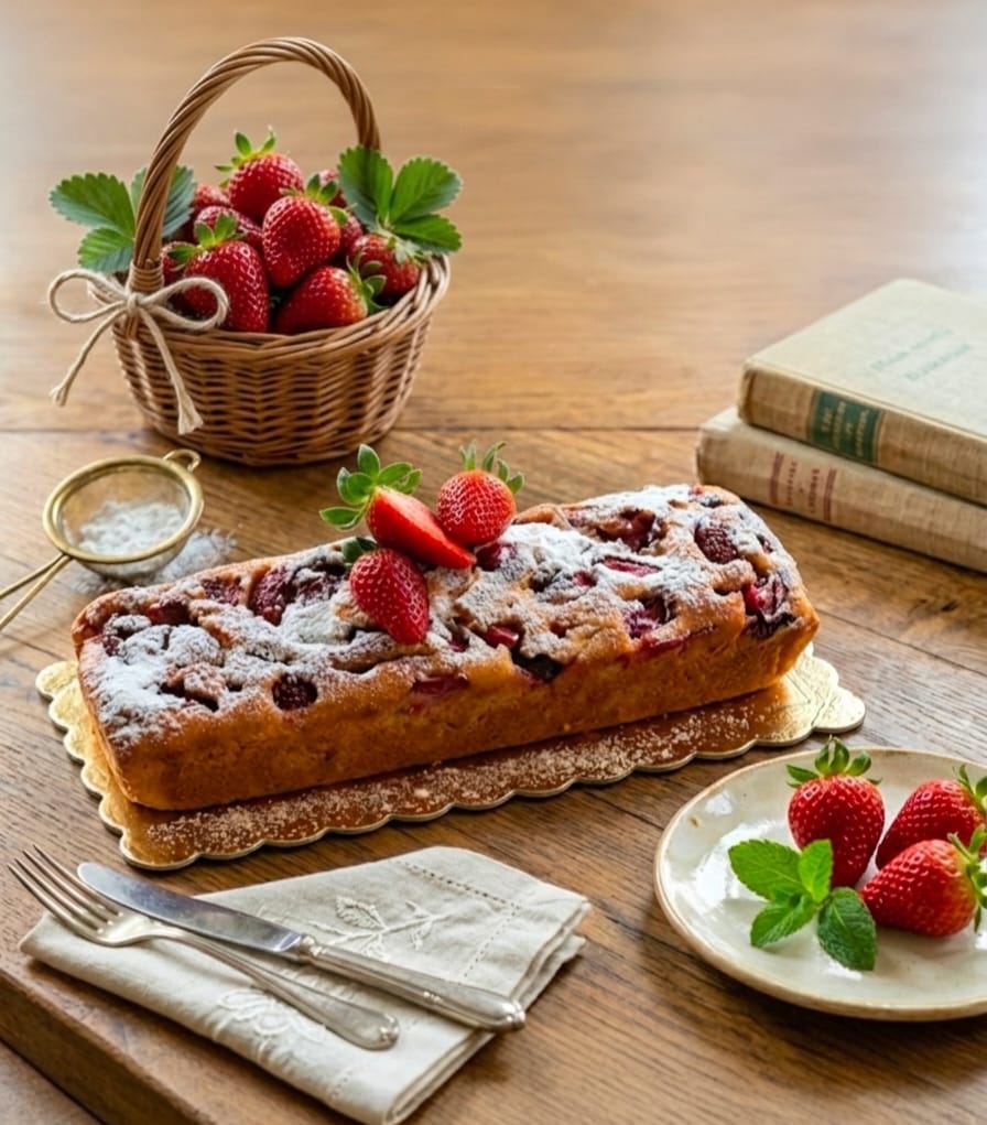 Dieet-plumcake met aardbeien en yoghurt