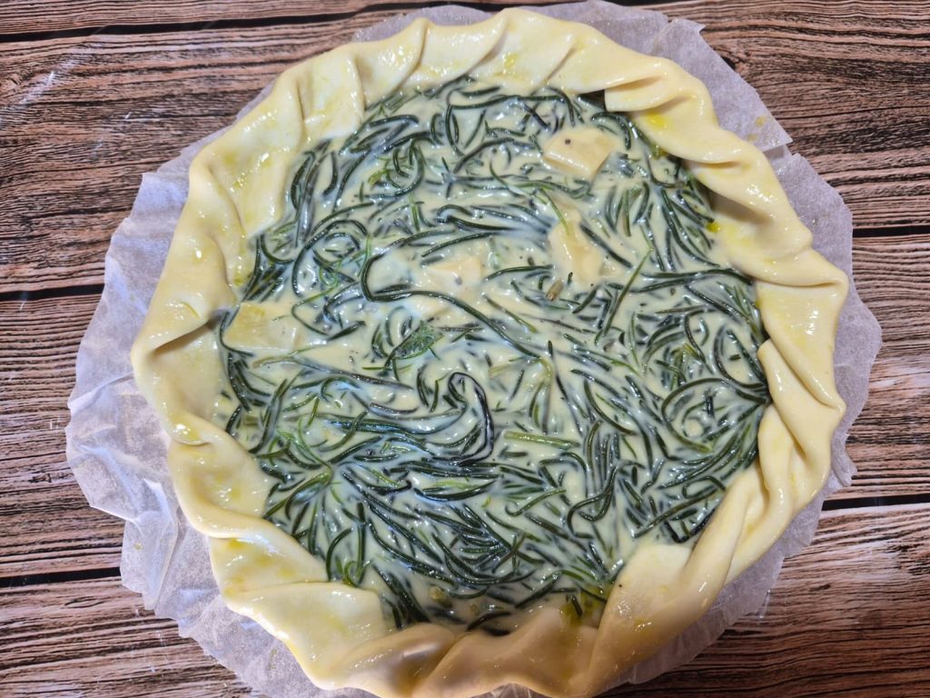 Hartige taart met agretti in de oven of in de airfryer