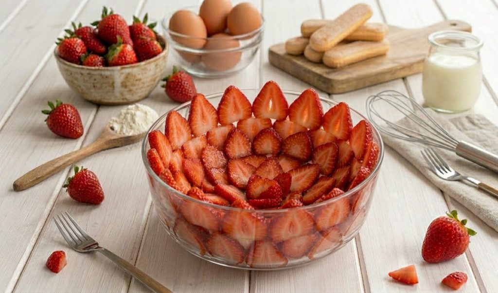 Zuccotto met aardbeien en yoghurt