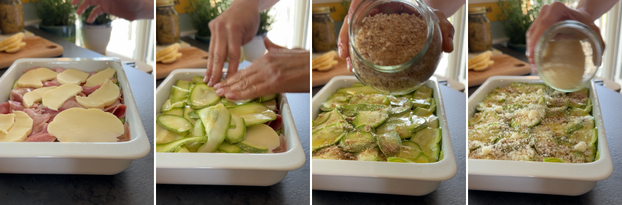 Witte parmigiana met courgettes in de magnetron