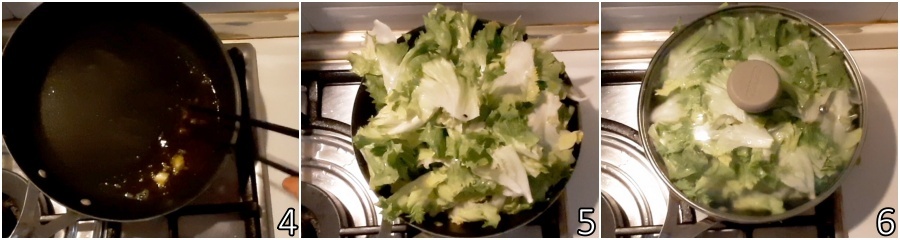 b. de escarole licht laten slinken in de pan