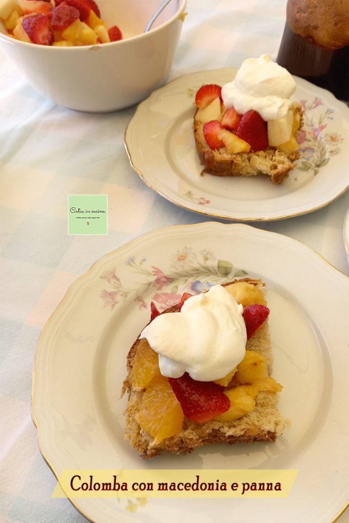 colomba met fruitsalade en slagroom