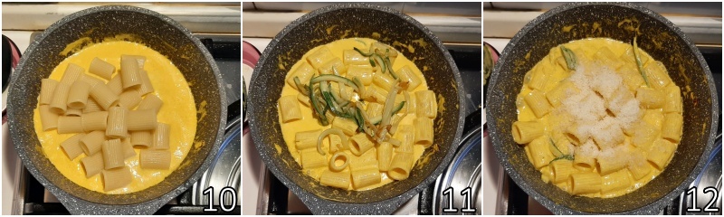 d. de pasta mimosa afwerken in de saffraancrème