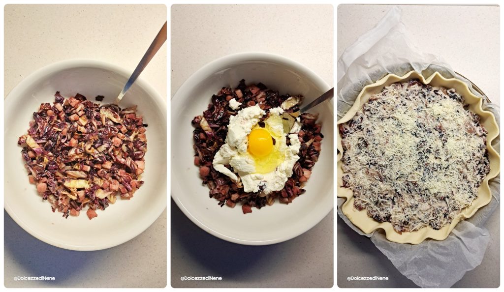 hartige taart met radicchio pancetta en ricotta