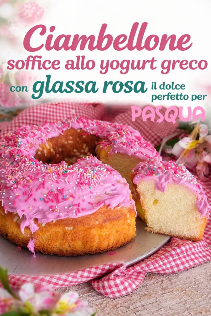 Zachte kranscake met Griekse yoghurt, roze glazuur en suikerstrooisel