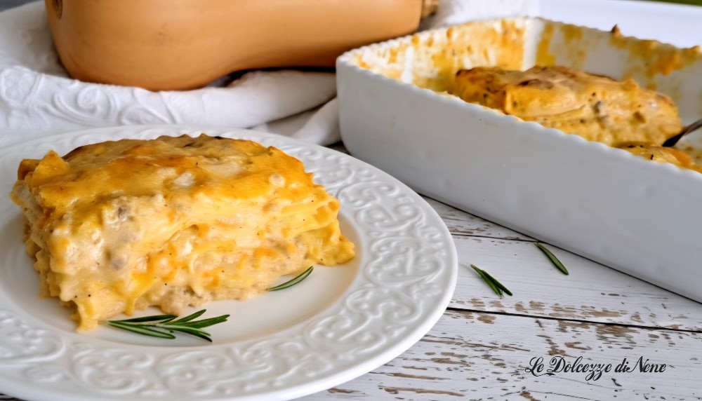 Lasagne uit de oven met pompoen, salsiccia en scamorza