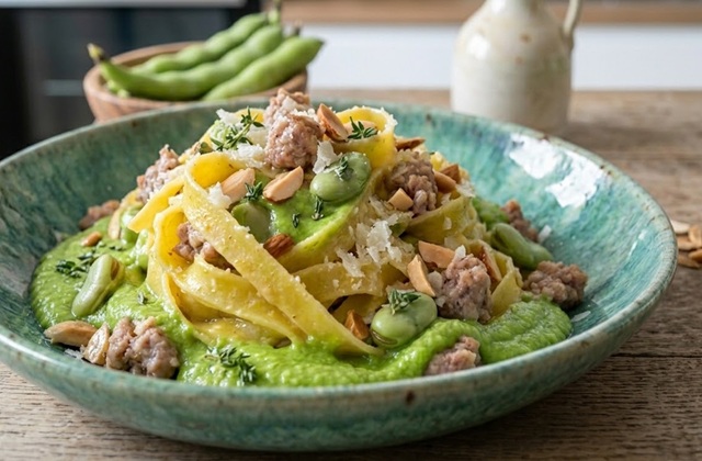 Pasta met tuinbonen en worst: het romige recept en de truc om het niet bitter te laten worden