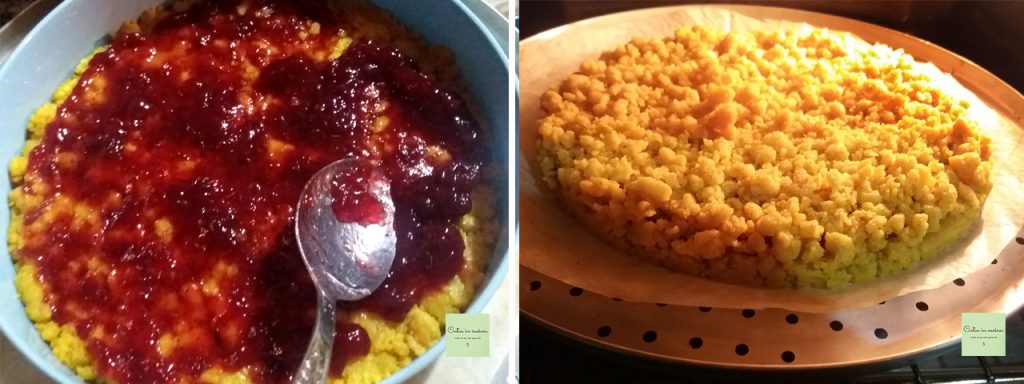 vegan kruimeltaart met kurkuma klaar om te bakken